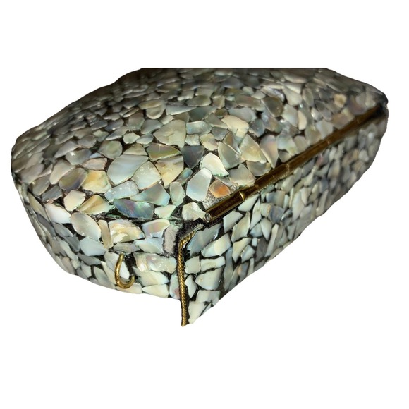 Ramla Porte-Moi Clutch Moroccan Mosaic Pearl/Turquoise Gold‎ Handmade NEW